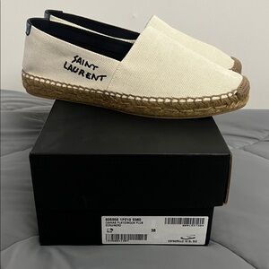 Saint Laurent Cream and Black Espadrilles